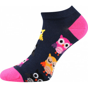 3 páry barevných ponožek sovy, kočky, noty