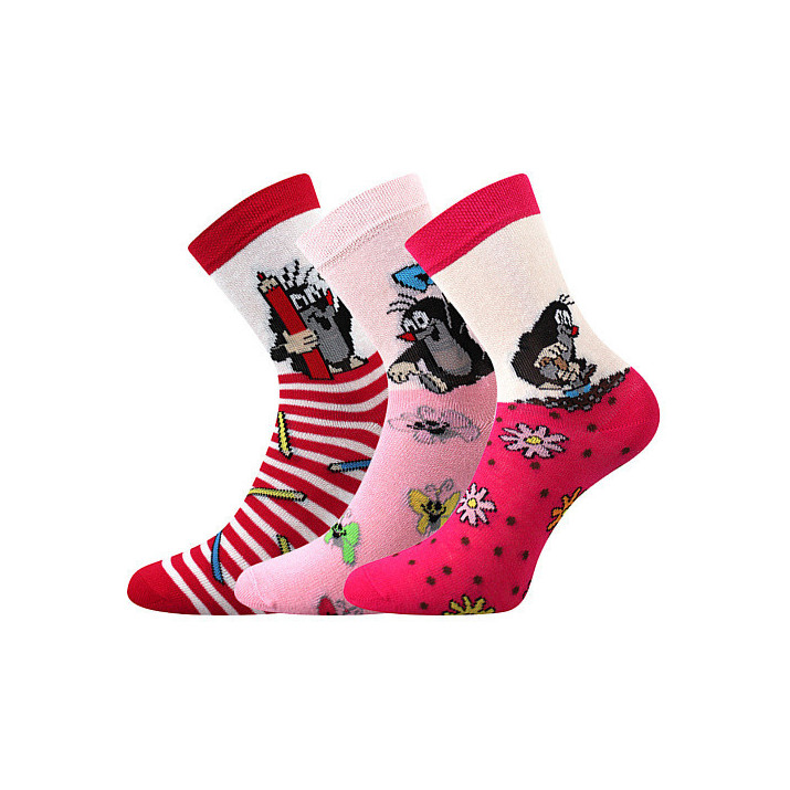 Barevné ponožky Krtek - holka 3 páry