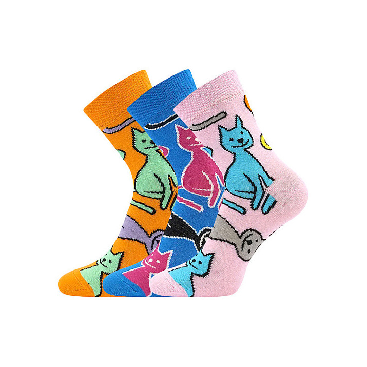 barevné ponožky kočky  3 páry